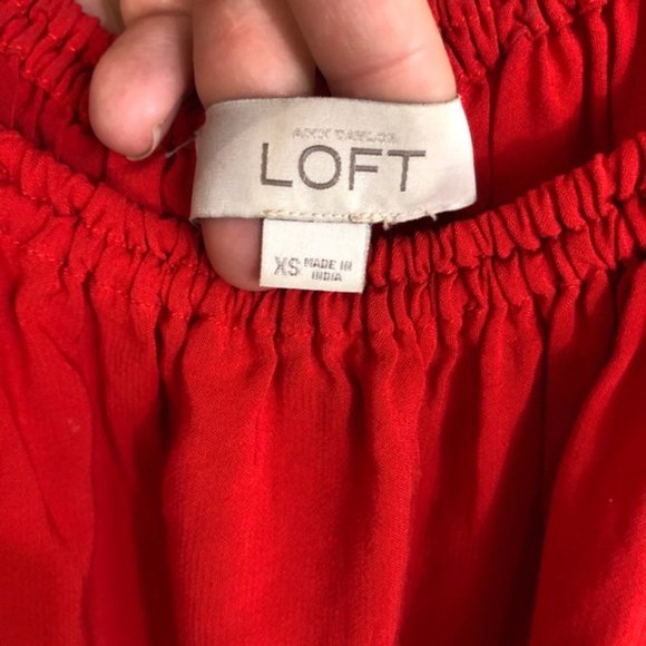 Ann Taylor LOFT XS red tassel tank top blouse - Picture 6 of 11